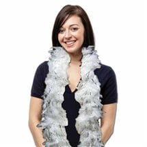 White Feather Boa With Silver Tinsel