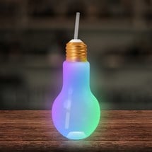 LED Light Bulb Cup with Lid & Straw