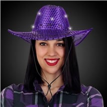 LED Purple Sequins Cowboy Hat