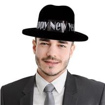 New Year Black Velour Gangster Fedora Hats
