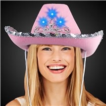 LED Pink Felt Cowboy Hat