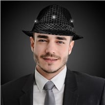 LED Black Sequin Fedora Hat