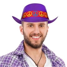 Purple Cowboy Hats with Peace Signs