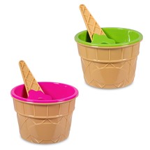 Pink & Green Ice Cream Bowl & Spoon Sets