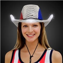 LED Patriotic Sequin Cowboy Hat