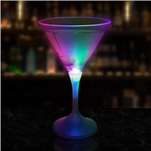 LED 7 oz. Martini Glass With White Stem