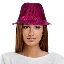 Pink Sequin Fedora Hat