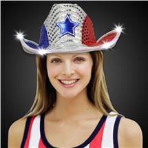 LED Patriotic Star Sequin Cowboy Hat