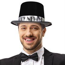 Black & Silver Happy New Year Top Hats