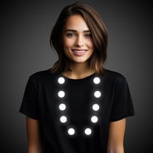 LED White Button Necklace