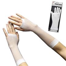 White Fishnet Fingerless Gloves