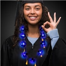 LED Blue Graduation Caps Necklace
