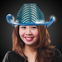 LED Teal Sequin Cowboy Hat