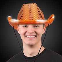LED Orange Sequin Cowboy Hat
