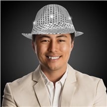 LED Silver Sequin Fedora Hat