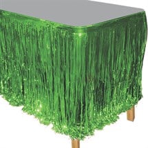 Green Metallic Fringed Table Skirt