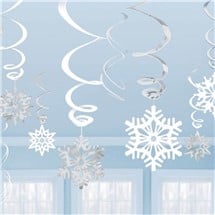 Snowflake Metallic Swirl Decorations