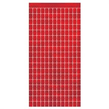 Red Metallic Squares Curtain