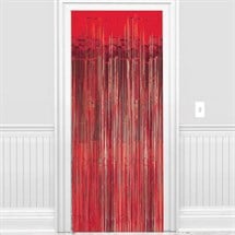 Red Metallic Fringed Door Curtain