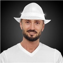 LED White Sequin Fedora Hat