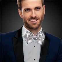 LED Silver Sequin Bow Tie