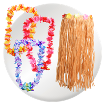 Silk & Plastic Flower Leis & Hula Skirts Image