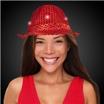 LED Red Sequin Fedora Hat