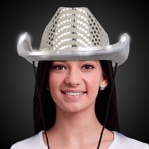 LED White Sequin Cowboy Hat