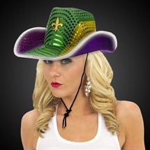 LED Mardi Gras Sequin Cowboy Hat