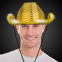 LED Gold Sequin Cowboy Hat