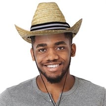 Straw Cowboy Hat with Strap