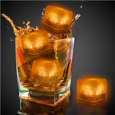 Orange LED and Light - Up Ice Cubes - 12 Pack