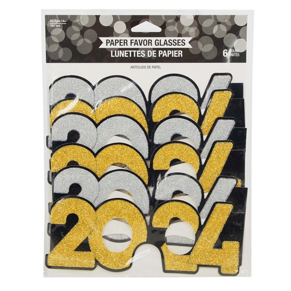 2024 New Year's Glasses Black, Gold, & Silver