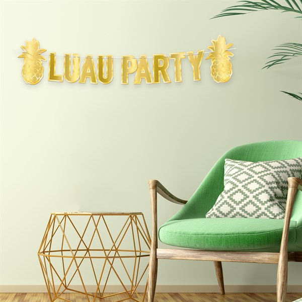 Luau Gold Foil Streamer with Pineapples