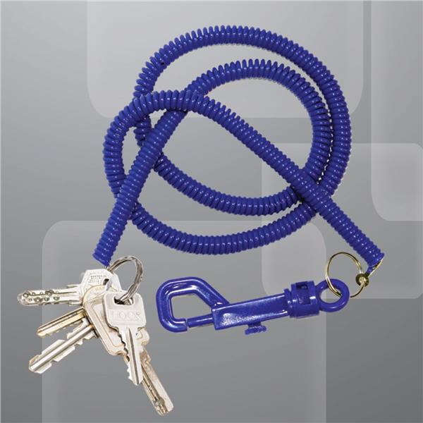 Blue Plastic 23 Coil Key Chain with Clip â€“ 12 Pack