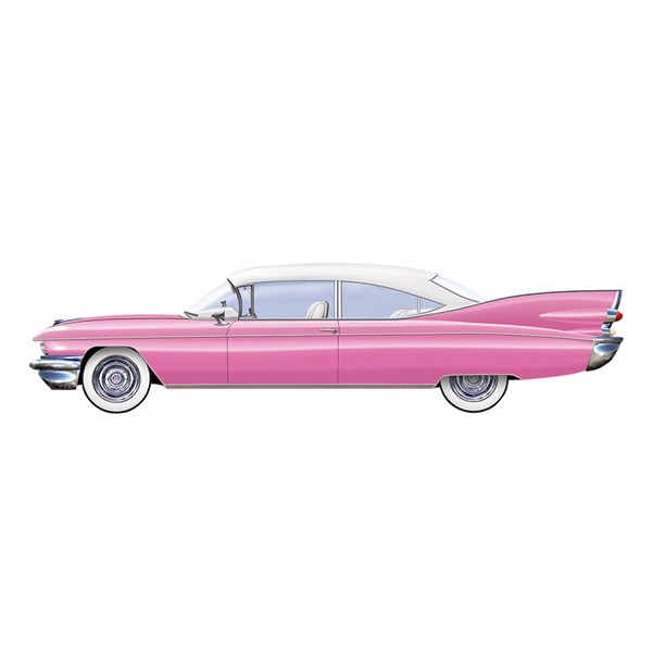 Vintage rosa Auto Tisch Herzstück Party Dekor / Retro 50er Jahre