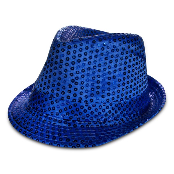 Blue Sequin Fedora Hat