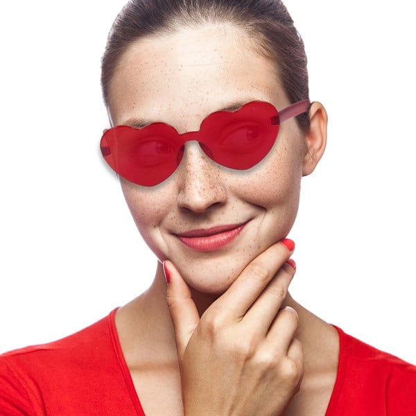 Frameless Red Heart Shaped Sunglasses 12 Pack