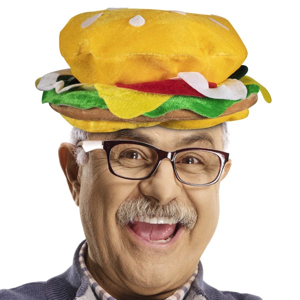 Hamburger Hat Costume Burger Cap Funny BBQ Food Prop Cheese