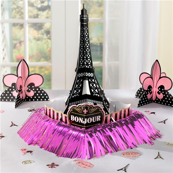 Hanging Cutouts Party in Paris Party Decorations Supply Pack Banner and Centerpiece 