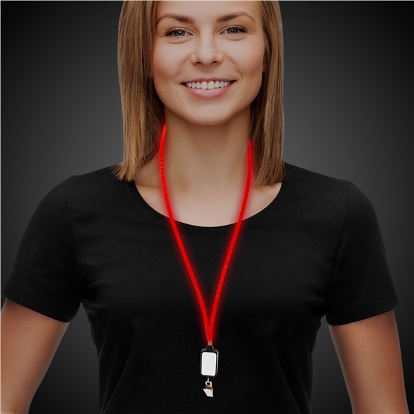Red LED Lanyard With Badge Clip