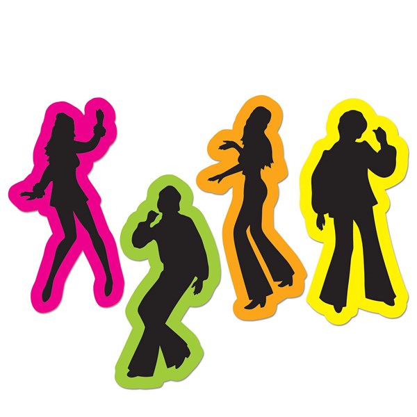 Retro Neon Dancer Silhouettes