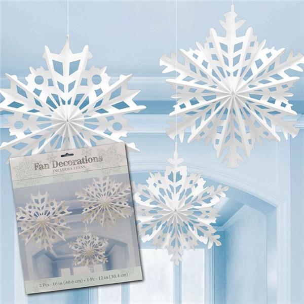 Snowflake Fan Decorations-3 Per Unit