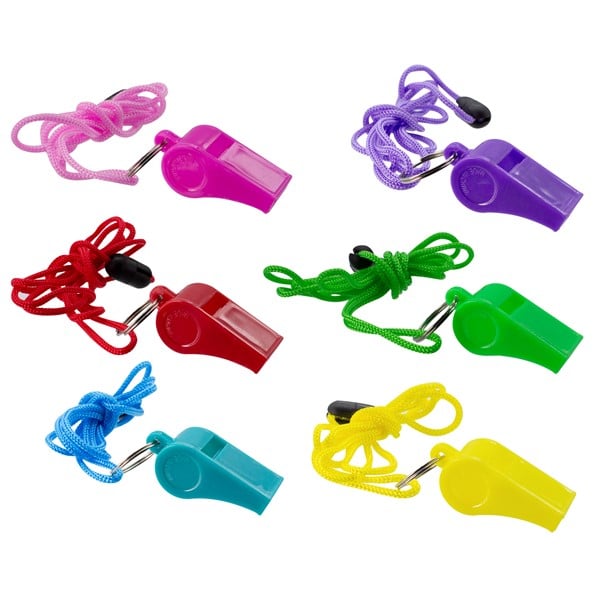 Colorful Plastic Whistles-12 Per Pack