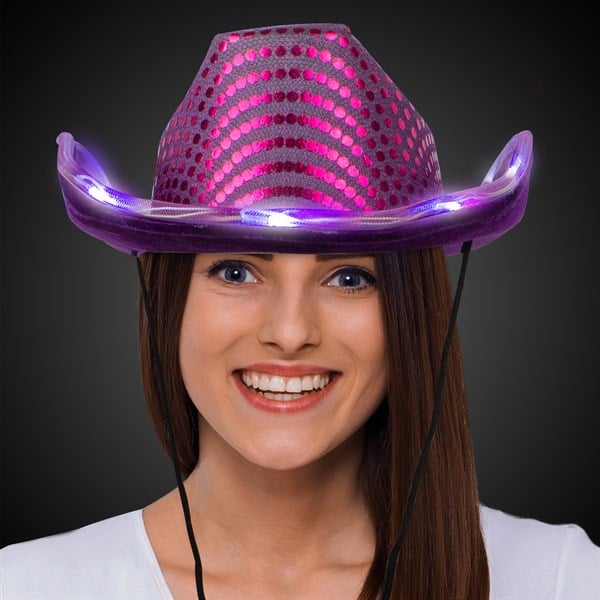 LED Premium Cowboy Hat Purple