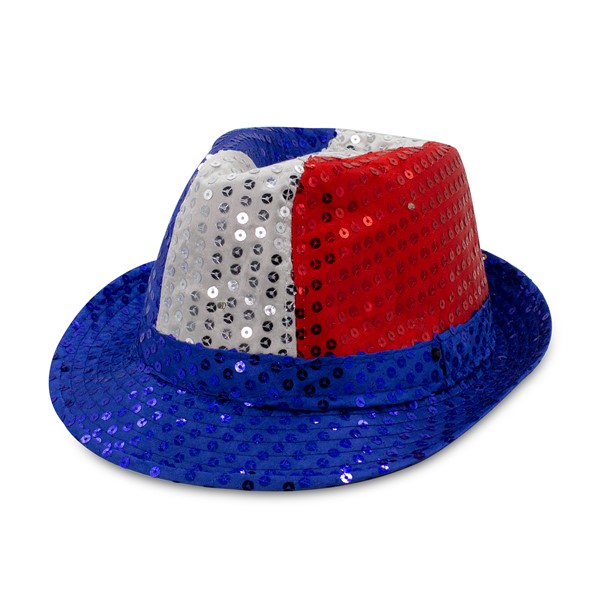LED Patriotic Sequin Fedora Hat | Windy City Novelties