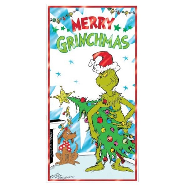 Merry Christmas Grinch Christmas Door Cover Grinch Green Backdrop  Decorations