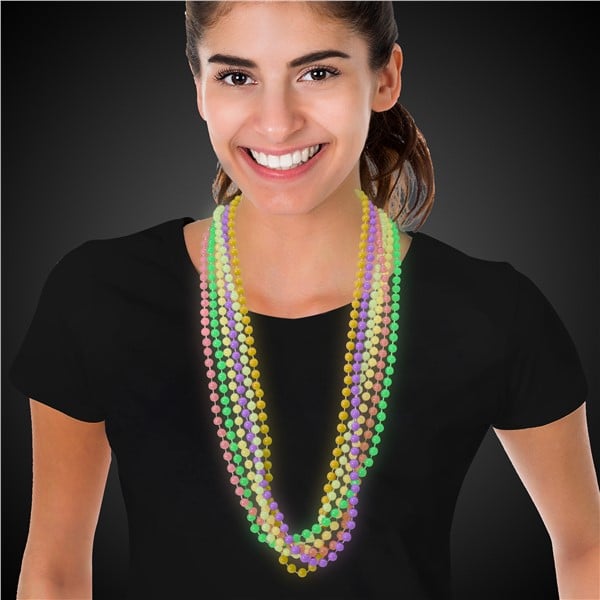 Glow Mardi Gras Bead Necklaces