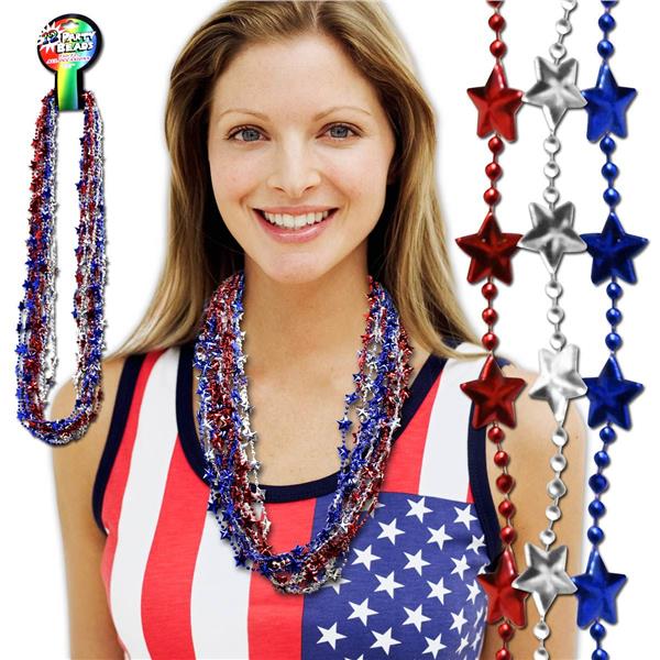 Red, White, and Blue Bead Necklaces | 4th of July Necklaces