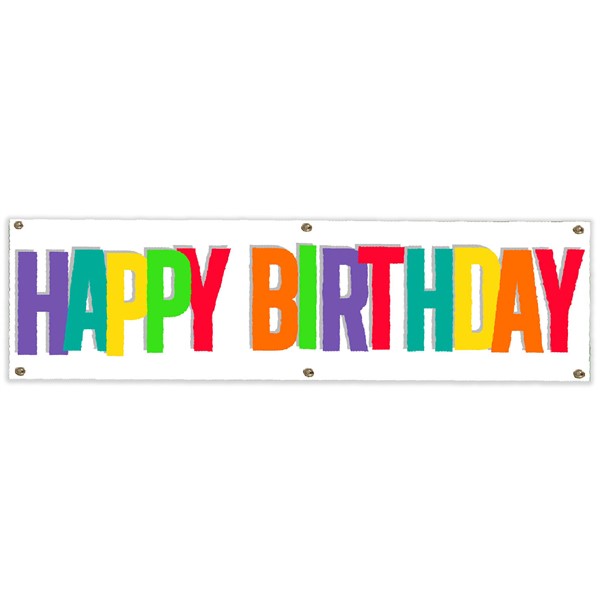 Happy Birthday Vinyl Banner - Rainbow Letters